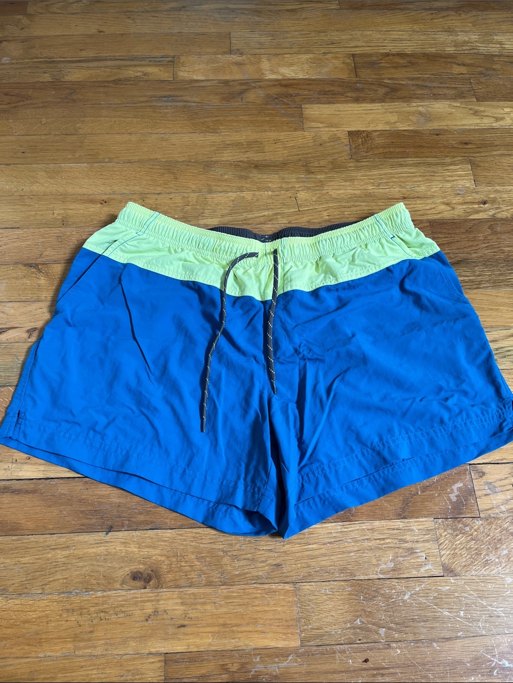 Columbia Blue & Neon Yellow Drawstring Swim Shorts